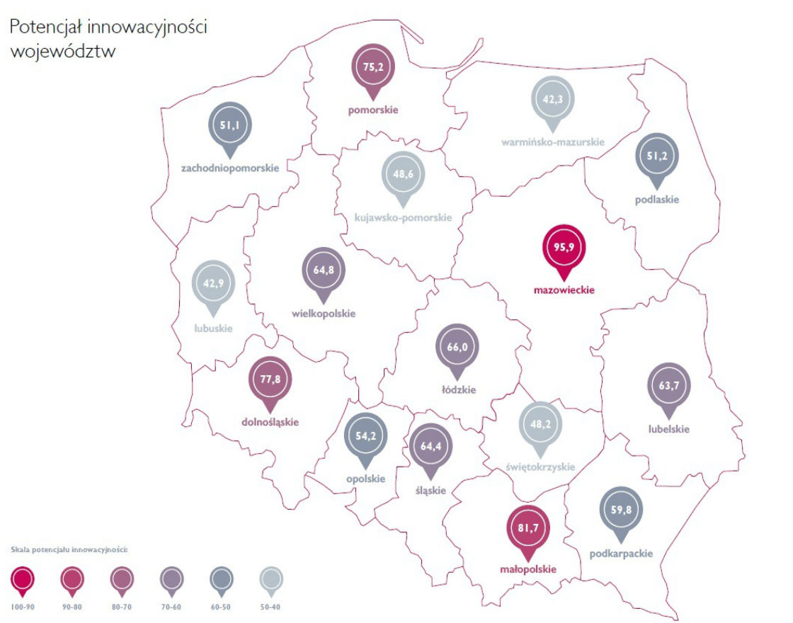 Warmińsko-mazurskie najmniej innowacyjnym województwem