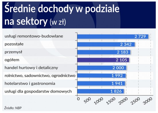 Dochody w podziale na sektory